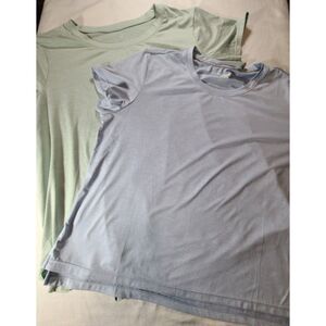 2-Pack Reebok & Gaiam XL Moisture Wicking Workout T-Shirts Green Blue